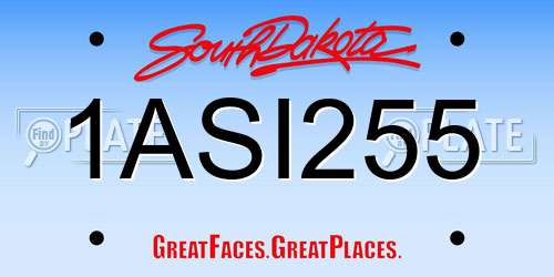 1ASI255 South Dakota License Plate