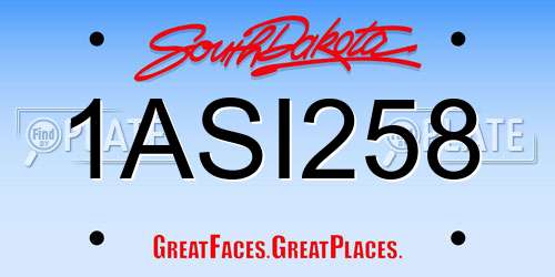 1ASI258 South Dakota License Plate