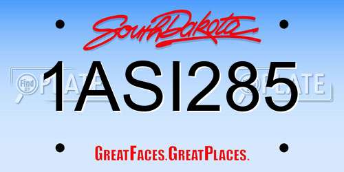 1ASI285 South Dakota License Plate