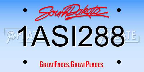 1ASI288 South Dakota License Plate
