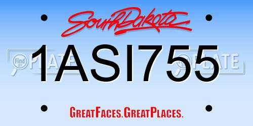 1ASI755 South Dakota License Plate