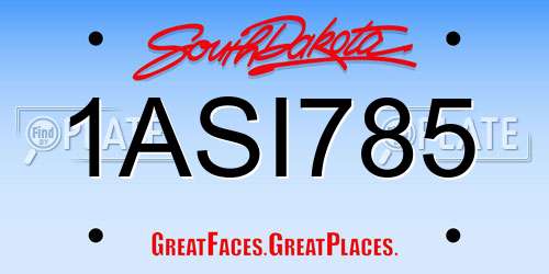 1ASI785 South Dakota License Plate