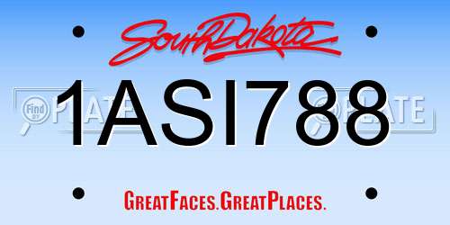 1ASI788 South Dakota License Plate