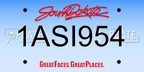 1ASI954 South Dakota License Plate