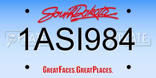 1ASI984 South Dakota License Plate