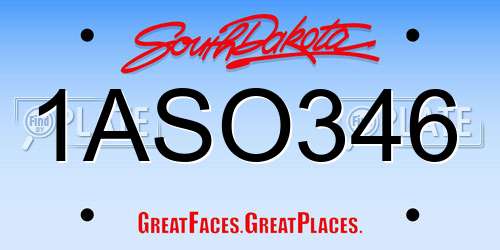 1ASO346 South Dakota License Plate