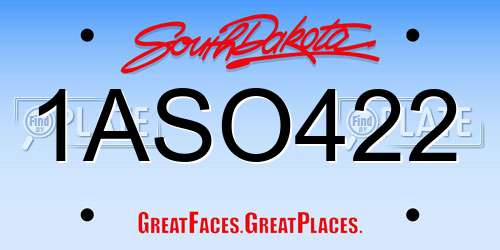 1ASO422 South Dakota License Plate
