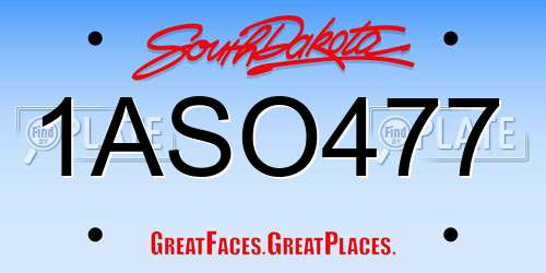 1ASO477 South Dakota License Plate