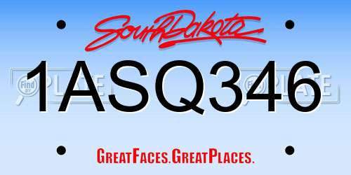 1ASQ346 South Dakota License Plate
