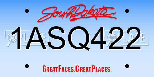 1ASQ422 South Dakota License Plate