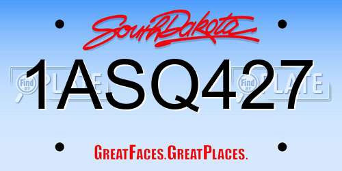 1ASQ427 South Dakota License Plate