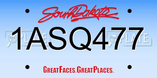 1ASQ477 South Dakota License Plate