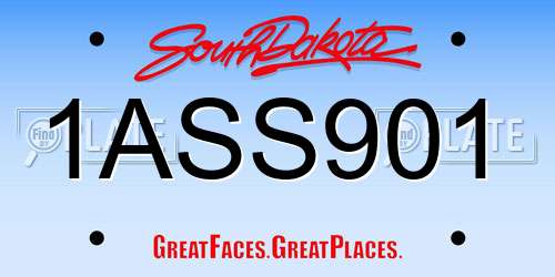 1ASS901 South Dakota License Plate
