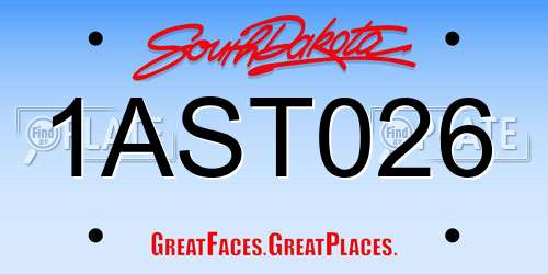 1AST026 South Dakota License Plate