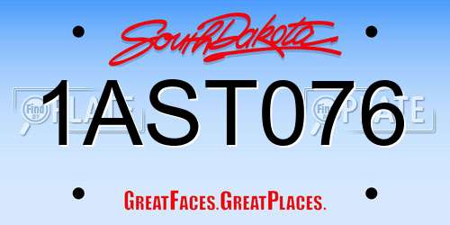1AST076 South Dakota License Plate