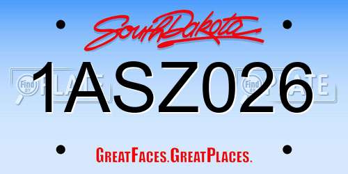 1ASZ026 South Dakota License Plate
