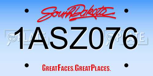 1ASZ076 South Dakota License Plate