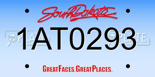1AT0293 South Dakota License Plate