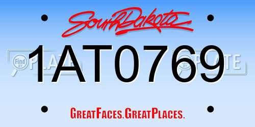 1AT0769 South Dakota License Plate