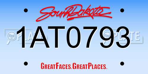 1AT0793 South Dakota License Plate