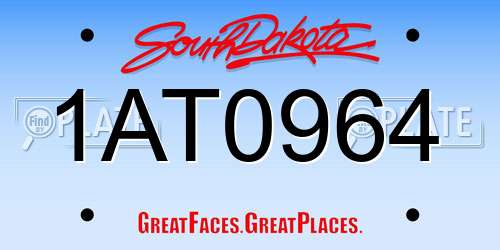 1AT0964 South Dakota License Plate