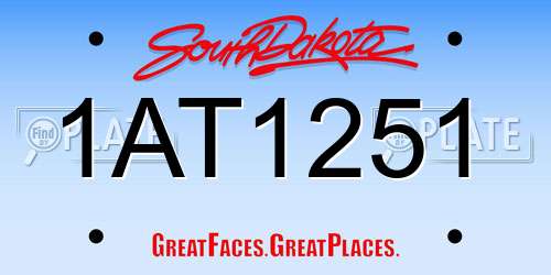 1AT1251 South Dakota License Plate