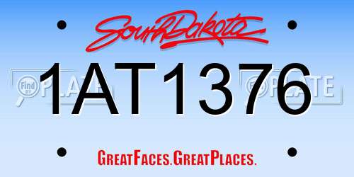 1AT1376 South Dakota License Plate