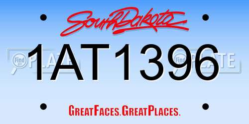 1AT1396 South Dakota License Plate