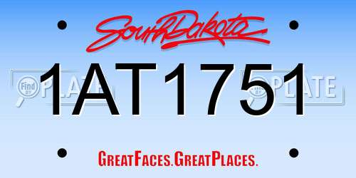 1AT1751 South Dakota License Plate