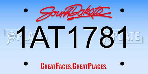 1AT1781 South Dakota License Plate
