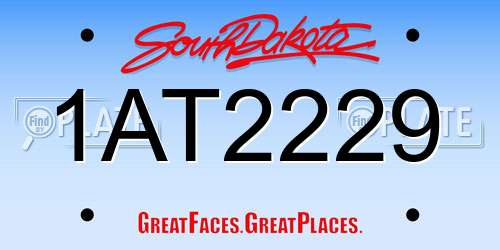 1AT2229 South Dakota License Plate