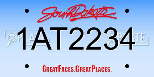 1AT2234 South Dakota License Plate