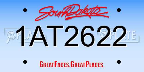 1AT2622 South Dakota License Plate
