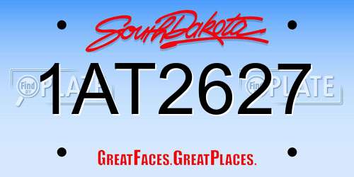 1AT2627 South Dakota License Plate