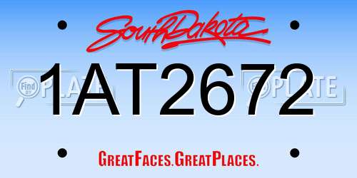 1AT2672 South Dakota License Plate