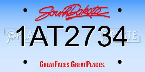1AT2734 South Dakota License Plate