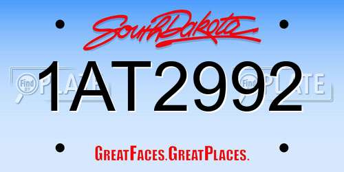 1AT2992 South Dakota License Plate