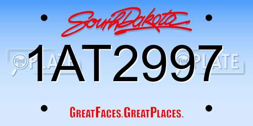 1AT2997 South Dakota License Plate