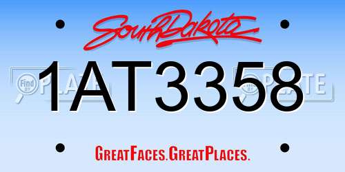 1AT3358 South Dakota License Plate