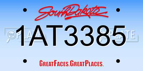 1AT3385 South Dakota License Plate