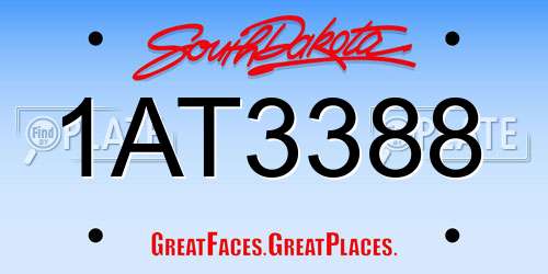 1AT3388 South Dakota License Plate