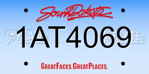1AT4069 South Dakota License Plate
