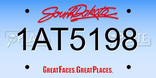 1AT5198 South Dakota License Plate