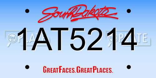 1AT5214 South Dakota License Plate