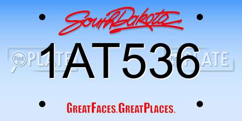 1AT536 South Dakota License Plate