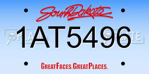 1AT5496 South Dakota License Plate