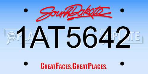 1AT5642 South Dakota License Plate