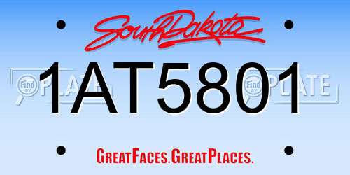 1AT5801 South Dakota License Plate