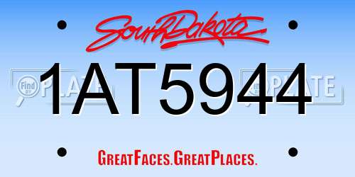 1AT5944 South Dakota License Plate