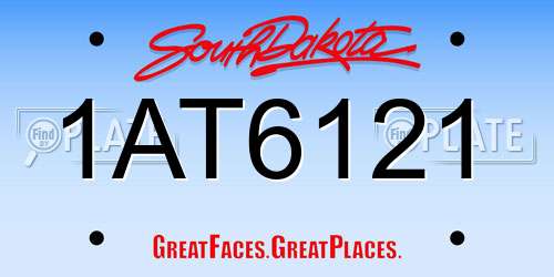 1AT6121 South Dakota License Plate